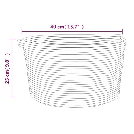 Opbergmand &Oslash; 40x25 cm katoen beige en wit 9