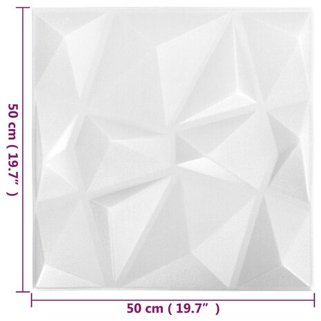 Wandpanelen 12 pcs Diamant Wit 50 x 50 cm XPS Schuim 5