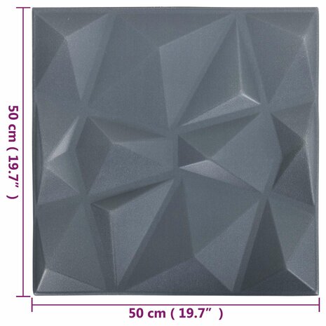 Wandpanelen 12 pcs Origami Grijs 50 x 50 cm XPS Schuim 5