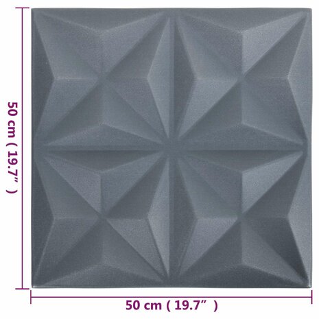 Wandpanelen 48 pcs Origami Grijs 50 x 50 cm XPS Schuim 6