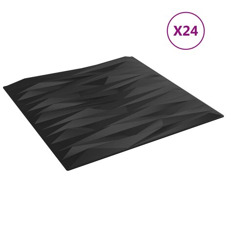 Wandpanelen 24 pcs Zwarte Steen 50 x 50 cm XPS Schuim 2