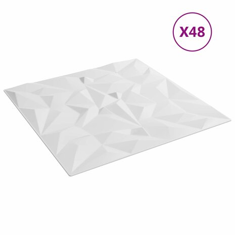 Wandpanelen 48 pcs Wit 50 x 50 cm XPS Schuim 2