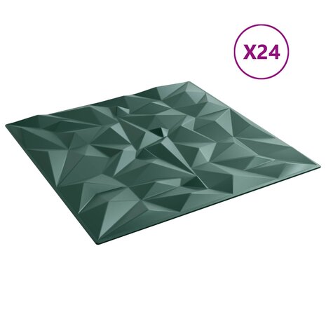 Wandpanelen 24 pcs Amethist Groen 50 x 50 cm XPS Schuim 2