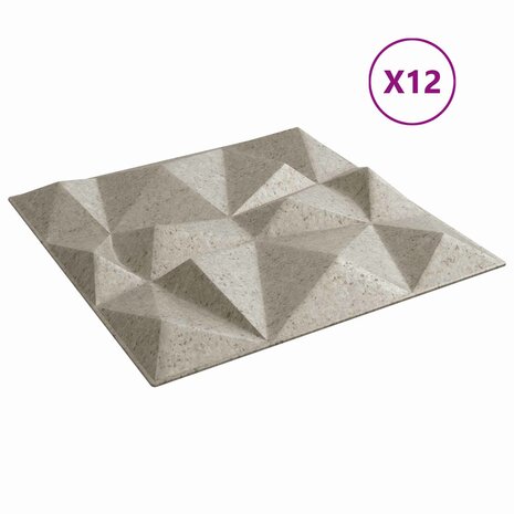 Wandpanelen 12 pcs Diamant Beton 50 x 50 cm XPS Schuim 2