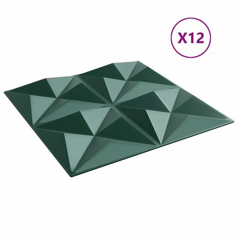 Wandpanelen 12 pcs Origami Groen 50 x 50 cm XPS Schuim 2