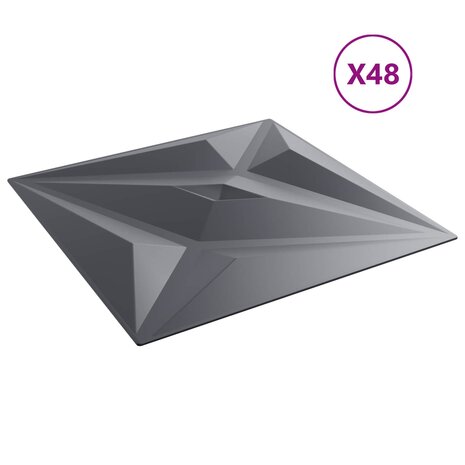Wandpanelen Ster 48 pcs Ster Grijs 50 x 50 cm XPS Schuim 2