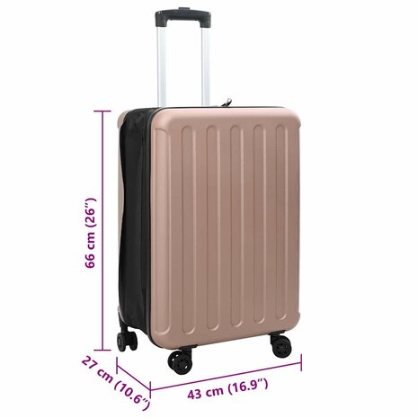 Koffer met slot Ros&eacute;goud 43 x 27 x 66 cm ABS Kunststof 12