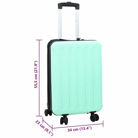 Koffer met slot Mintgroen 34 x 23 x 55.5 cm ABS Kunststof 12