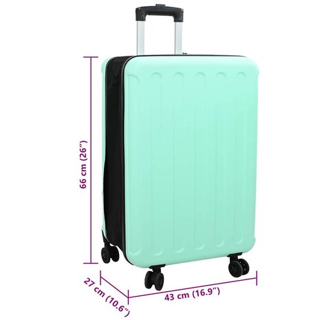 Koffer met slot Mintgroen 43 x 27 x 66 cm ABS Kunststof 12