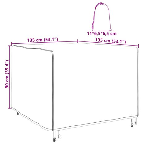 Tuinsethoes Zwart 135 x 135 x 90 cm 210D Oxford Stof 8