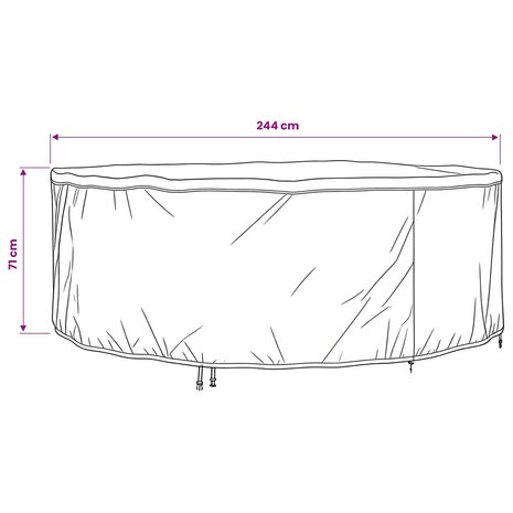 Tuinsethoes Zwart 244 x 244 x 71 cm 210D Oxford Stof 9
