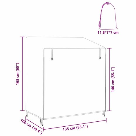Schommelbankhoes 135 x 100 x 165 cm 210D Oxford Stof 12