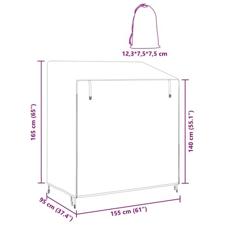 Schommelbankhoes 155 x 95 x 165 cm 420D Oxford Stof 12