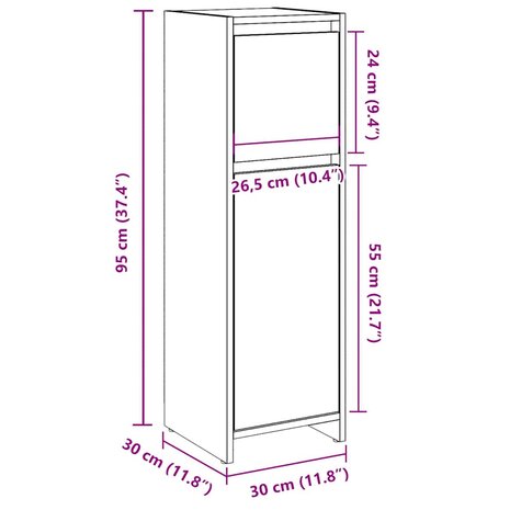 Badkamerkast 30x30x95 cm spaanplaat betongrijs 11
