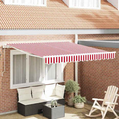 Elektrisch Uittrekbaar Zonnescherm Rood en Wit 300 x 250 cm 1