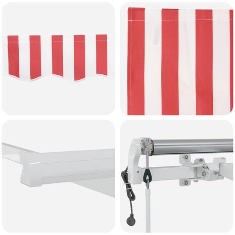 Elektrisch Uittrekbaar Zonnescherm Rood en Wit 300 x 250 cm 8