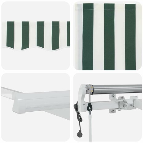 Elektrisch Uittrekbaar Zonnescherm Groen en Wit 300 x 250 cm 8