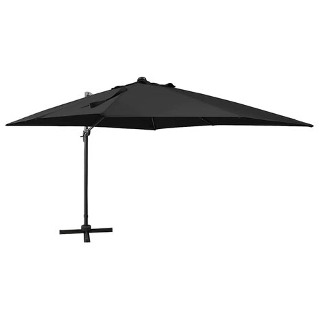 Zweefparasol met paal en LED-verlichting 300 cm zwart 1