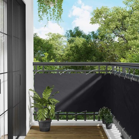 Balkonscherm Zwart 75 x 200 cm PU gecoat oxford alu 1