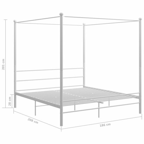 Hemelbedframe metaal wit 180x200 cm  6