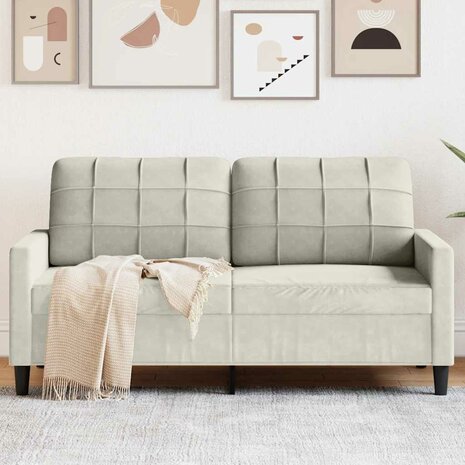 Tweezitsbank 140 cm fluweel cr&egrave;mekleurig 1