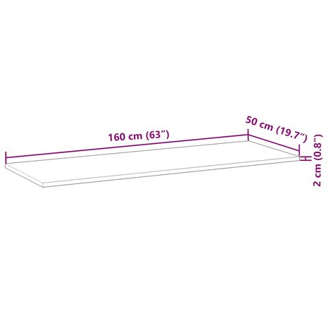 Bureaublad met olieafwerking 160x50x2 cm massief acaciahout 9