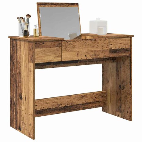 Kaptafel met lade met opslag Oudhout 100 x 45 x 76 cm 3