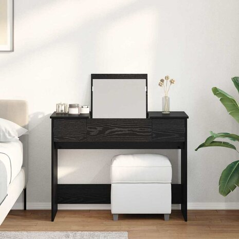 Kaptafel met lade Zwart Eiken 100 x 45 x 76 cm 4