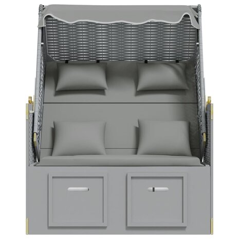 Strandstoel met kussens poly rattan en massief hout grijs 6