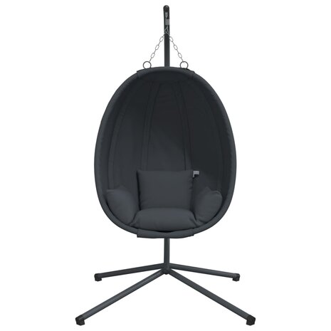 Egg hangstoel met standaard antraciet stof en staal 4