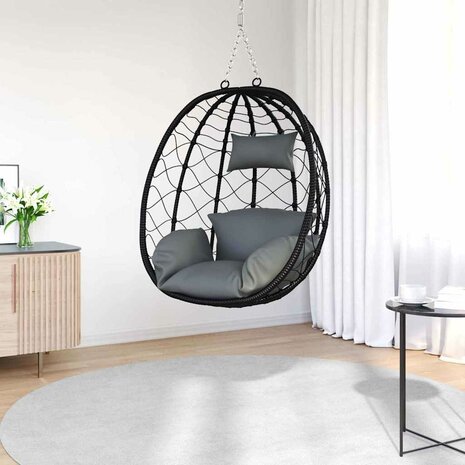 Egg hangstoel Antraciet 91,5 x 54,5 x 107 cm poly rattan 3