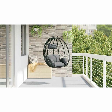 Egg hangstoel Antraciet 91,5 x 54,5 x 107 cm poly rattan 4