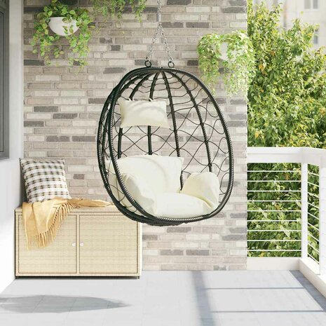 Egg hangstoel Cr&egrave;mewit 91,5 x 54,5 x 107 cm poly rattan 1