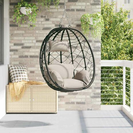 Egg hangstoel Taupe 91,5 x 54,5 x 107 cm poly rattan 1