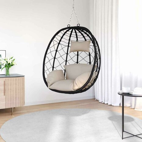 Egg hangstoel Taupe 91,5 x 54,5 x 107 cm poly rattan 3