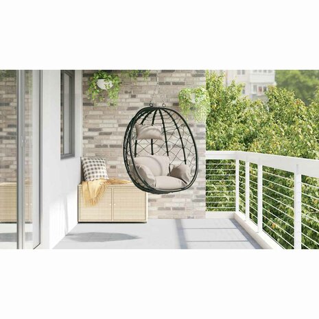 Egg hangstoel Taupe 91,5 x 54,5 x 107 cm poly rattan 4