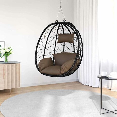 Egg hangstoel Koffiebruin 91,5 x 54,5 x 107 cm poly rattan 1