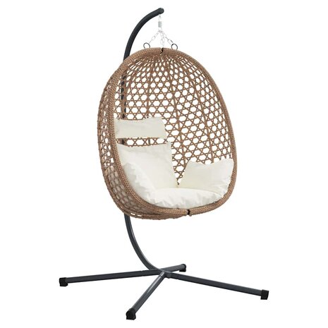 Egg hangstoel Licht cr&egrave;me 104 x 100 x 191 cm poly rattan 2