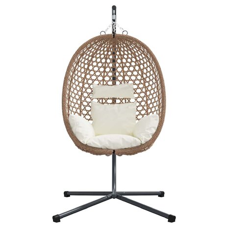 Egg hangstoel Licht cr&egrave;me 104 x 100 x 191 cm poly rattan 5
