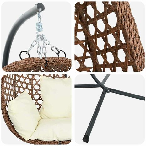 Egg hangstoel Licht cr&egrave;me 104 x 100 x 191 cm poly rattan 8
