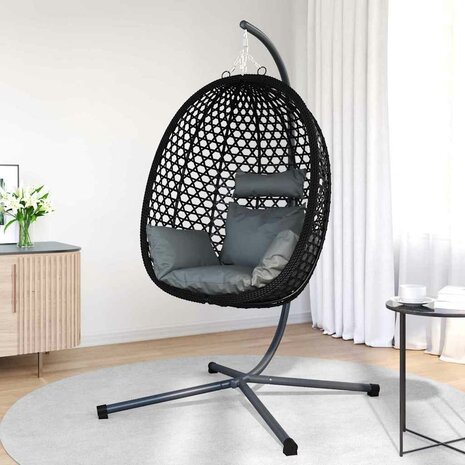 Egg hangstoel Antraciet en zwart 104 x 100 x 191 cm 3