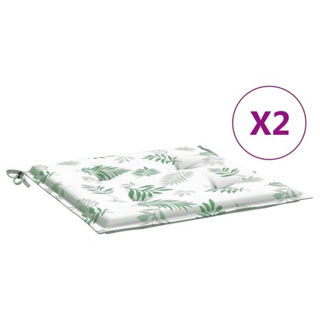 Stoelkussens 2 st bladpatroon 40x40x4 cm stof 2