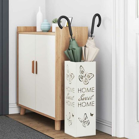 Paraplustandaard met opslag Wit 15,5 x 15,5 x 49 cm Metaal 3