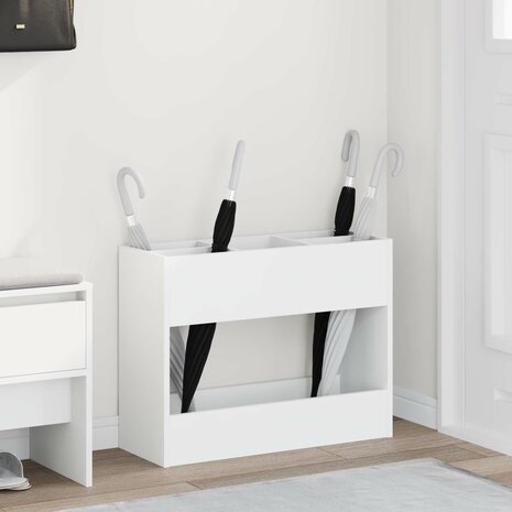 Paraplustandaard met opslag Wit 65 x 24 x 50 cm Bewerkt hout 1