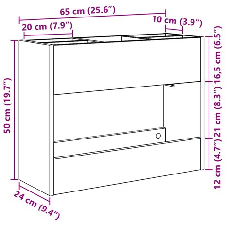 Paraplustandaard Zwart Eiken 65 x 24 x 50 cm Bewerkt hout 10