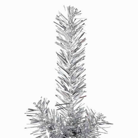 Kunstkerstboom half met standaard smal 150 cm zilverkleurig 4