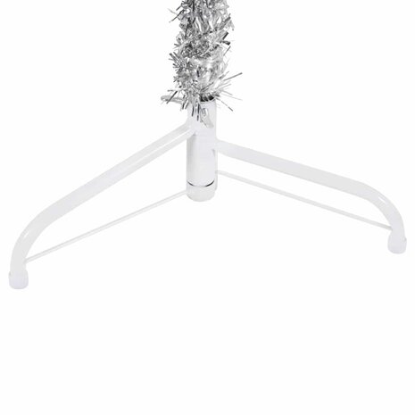 Kunstkerstboom half met standaard smal 150 cm zilverkleurig 6