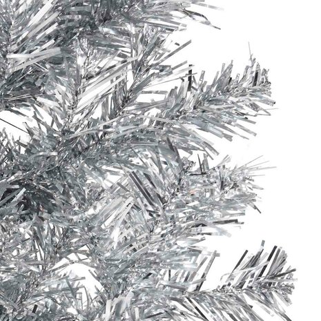 Kunstkerstboom half met standaard smal 180 cm zilverkleurig 7