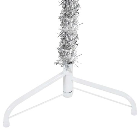 Kunstkerstboom half met standaard smal 180 cm zilverkleurig 8