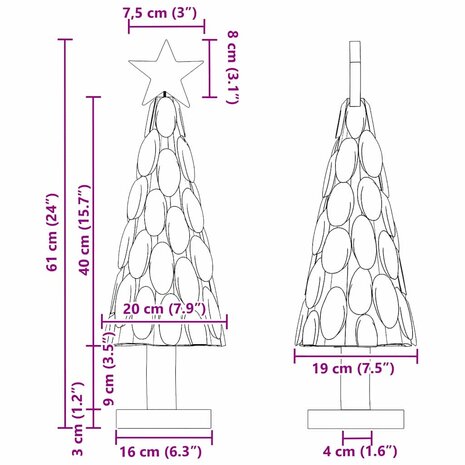 Kerstboom met standaard Bruin 61 cm Massief teakhout 10